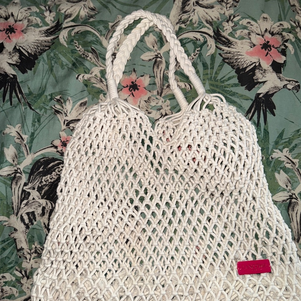 Lancome Cream Woven Tote Bag